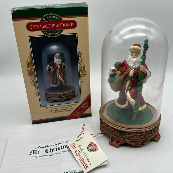 Vtg 1998 Mr Christmas Collectable Dome Santa Clause Rotating Music Box Works - Picture 1 of 15
